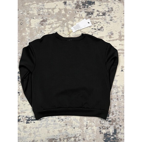 Elie Tahari Long Sleeve Modal Sweatshirt Faux Leather Front Size M NWT - Picture 5 of 11